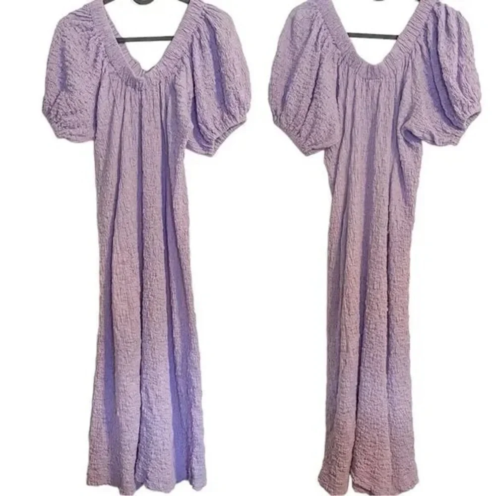 Stine Goya Garance Dress Midi Textured Lavender XS off shoulder bump vacation